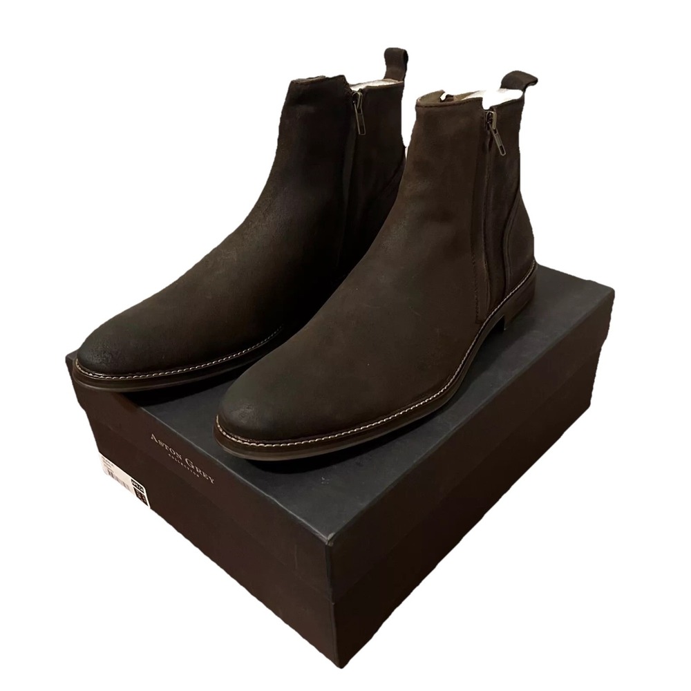 Aston Grey Collection Helani Chelsea Boots Side Zipper Brown Men's US 12